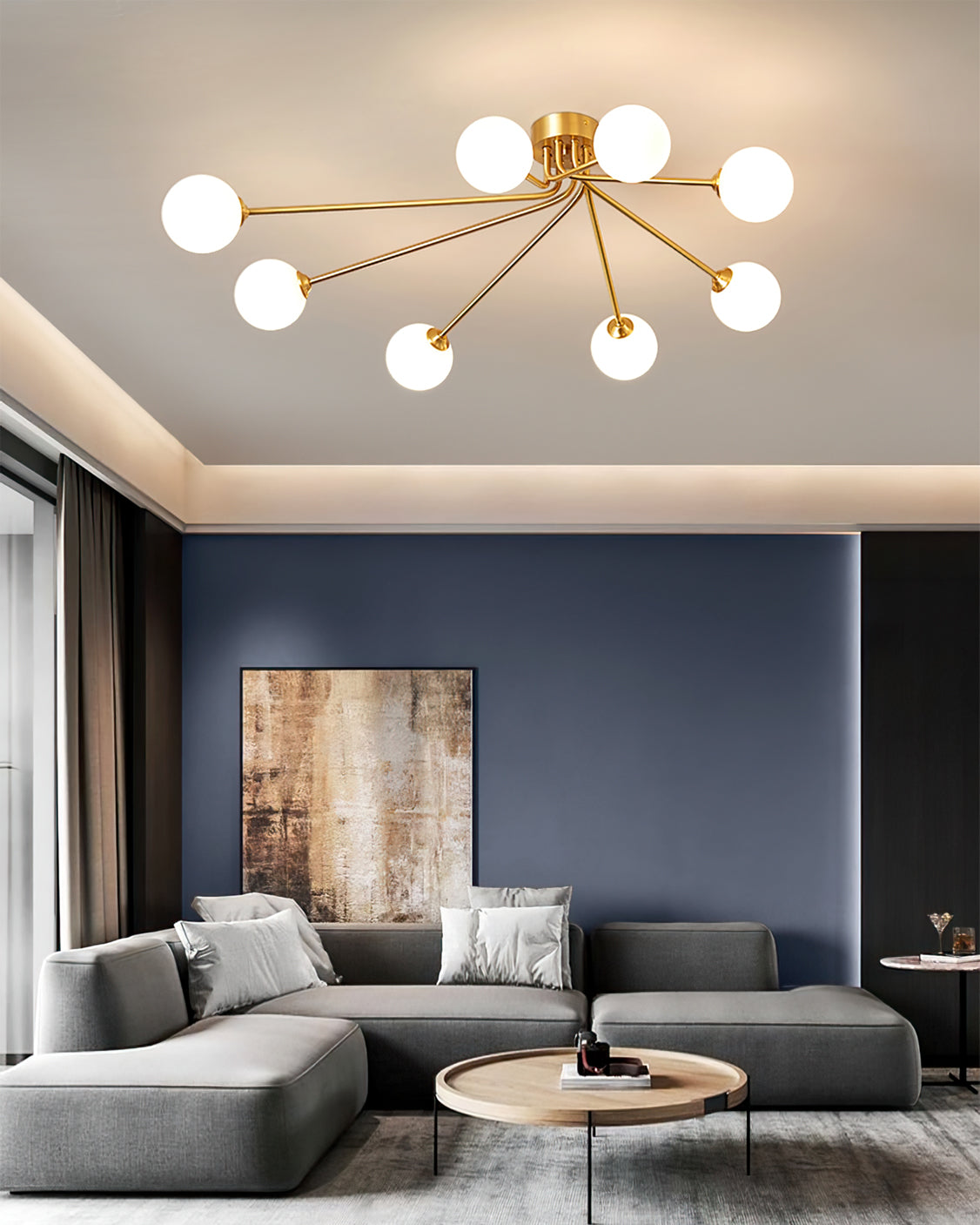 Lampe de Plafond Atmosphérique en Laiton - Design Minimaliste et Éclairage Raffiné