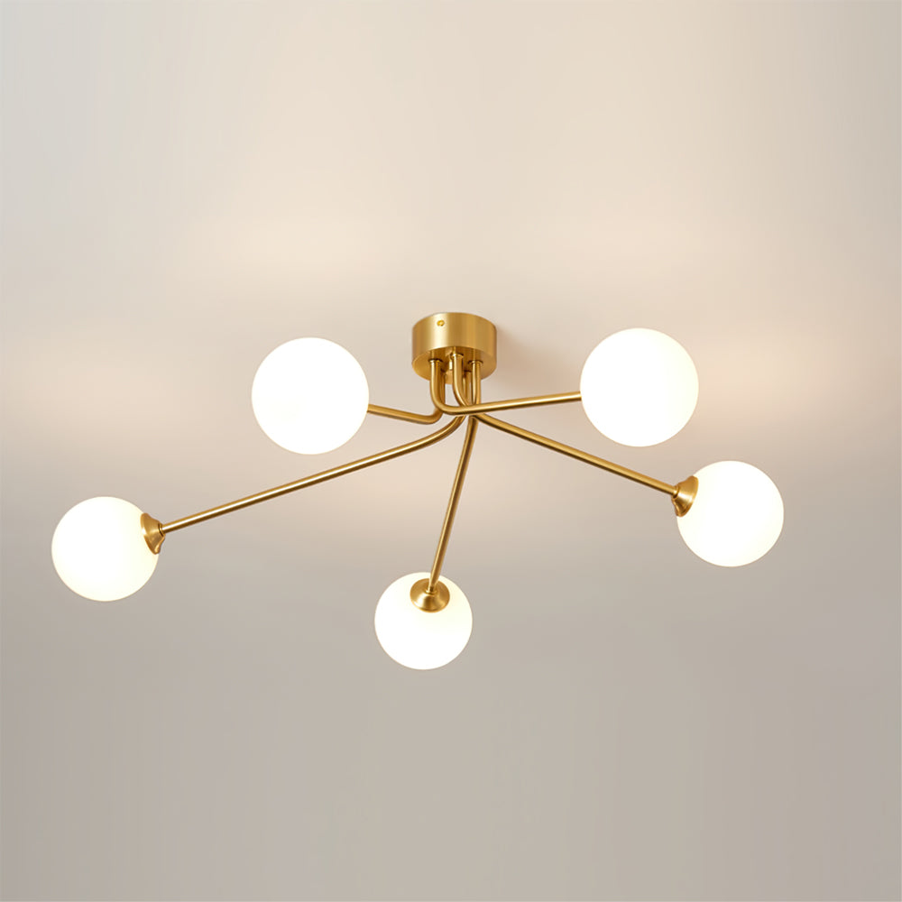 Lampe de Plafond Atmosphérique en Laiton - Design Minimaliste et Éclairage Raffiné