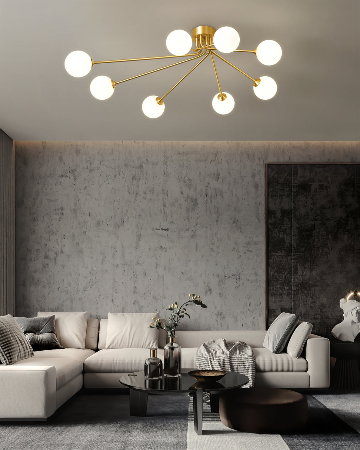 Lampe de Plafond Atmosphérique en Laiton - Design Minimaliste et Éclairage Raffiné