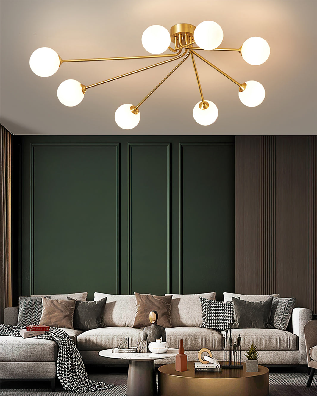 Lampe de Plafond Atmosphérique en Laiton - Design Minimaliste et Éclairage Raffiné