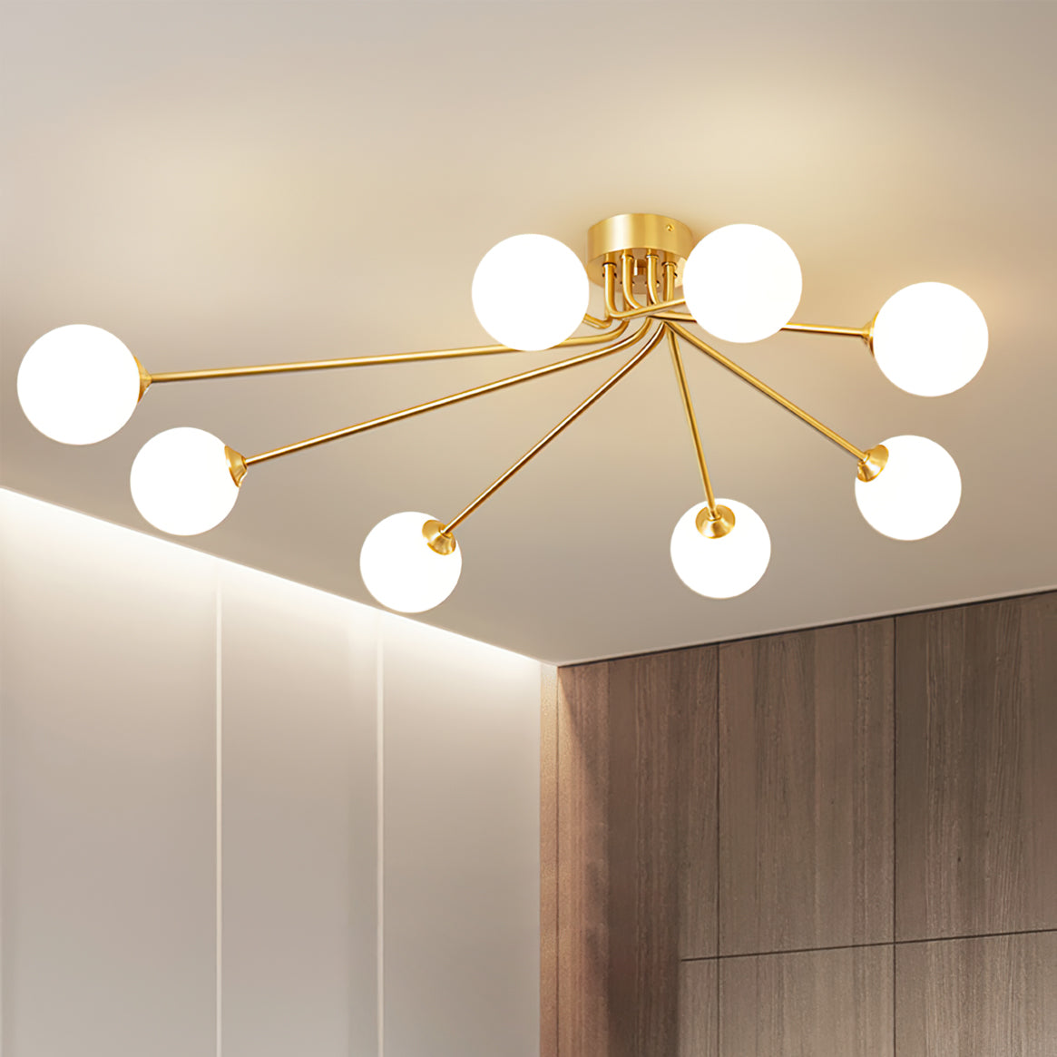 Lampe de Plafond Atmosphérique en Laiton - Design Minimaliste et Éclairage Raffiné