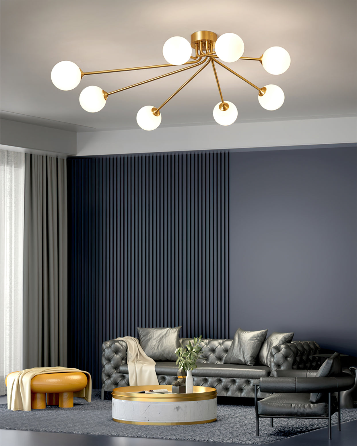 Lampe de Plafond Atmosphérique en Laiton - Design Minimaliste et Éclairage Raffiné