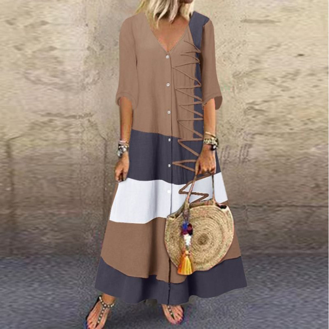 Robe Longue à Rayures pour Femmes - Élégante et Confortable pour Événements