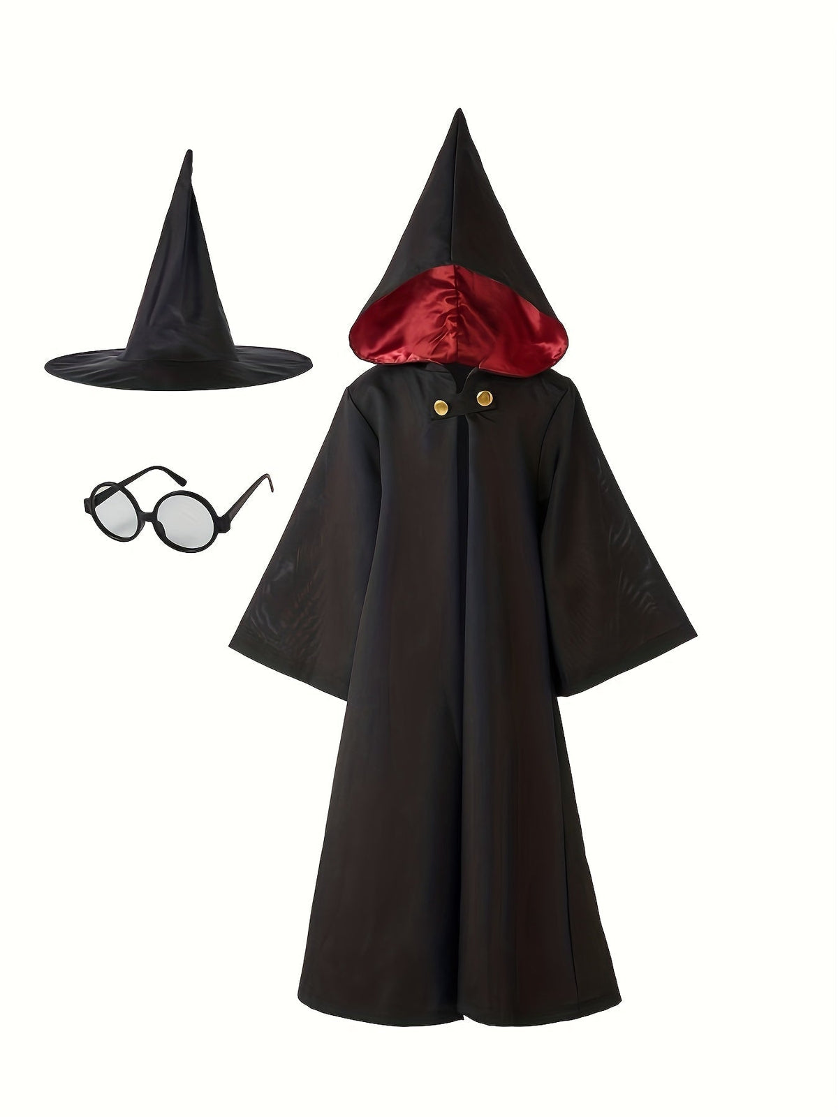 Costume de Sorcier pour Enfants - Inclus Chapeau, Lunettes et Cape