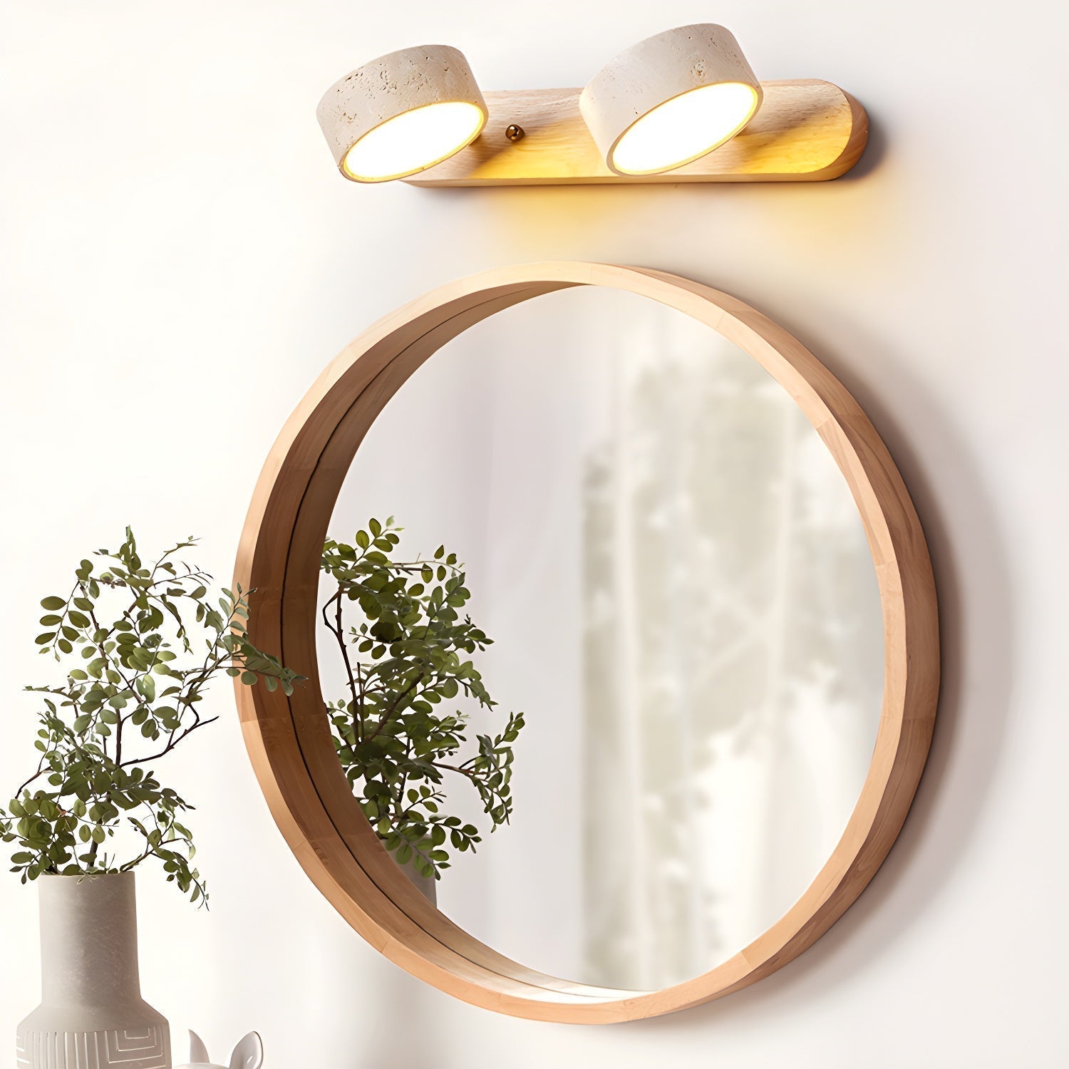 Applique Murale en Travertin - Éclairage LED Chic et Apaisant