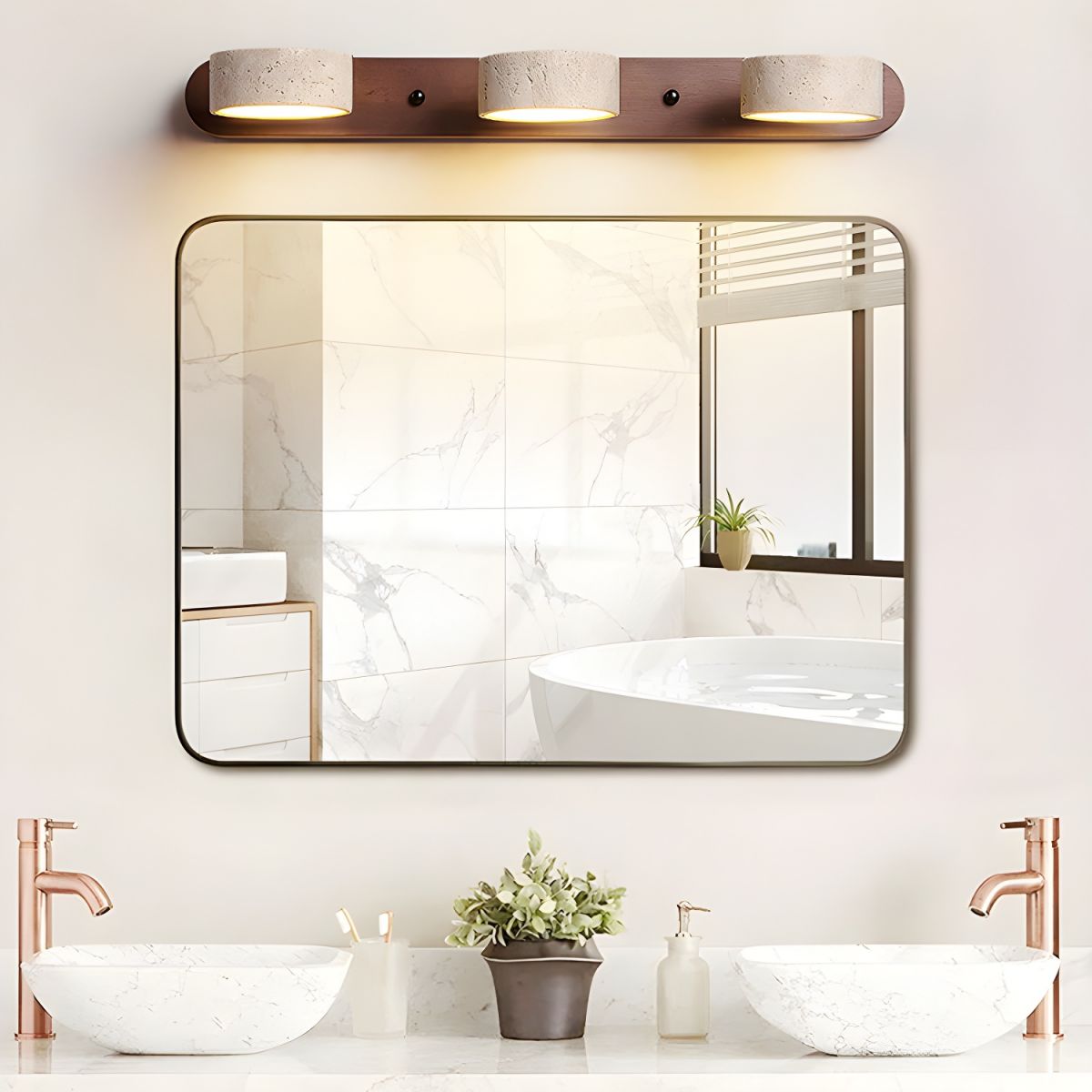 Applique Murale en Travertin - Éclairage LED Chic et Apaisant