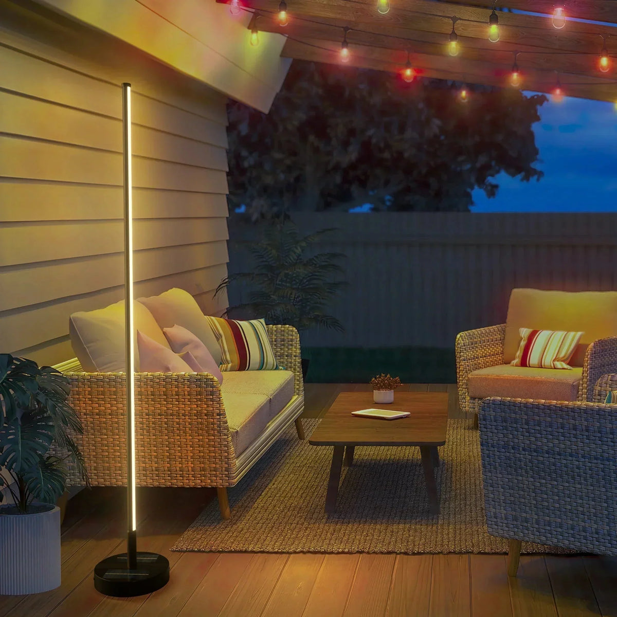 Lampe Solaire Moderne pour Extérieur - Éclairage Élégant et Charge Sans Fil