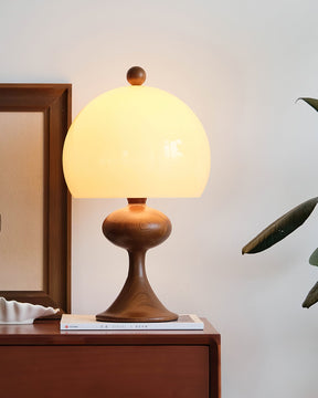 Lampe de Table en Verre et Bois - Éclairage Ambiant au Design Minimaliste