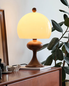 Lampe de Table en Verre et Bois - Éclairage Ambiant au Design Minimaliste