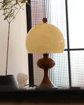 Lampe de Table en Verre et Bois - Éclairage Ambiant au Design Minimaliste