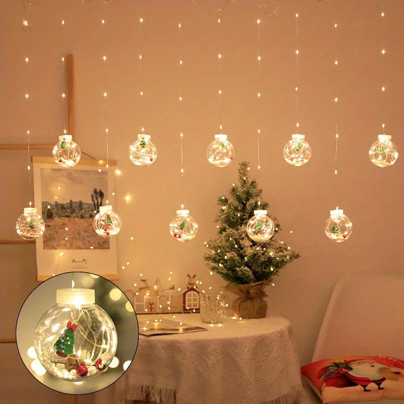 Lumières de Rideau LED Chaudes - Décoration Festive pour Noël à Domicile