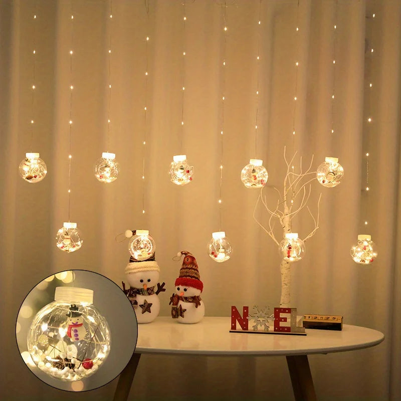 Lumières de Rideau LED Chaudes - Décoration Festive pour Noël à Domicile