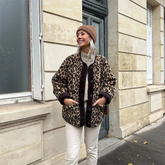 Veste en Laine Imprimé Léopard - Style Tendance et Confort Optimal