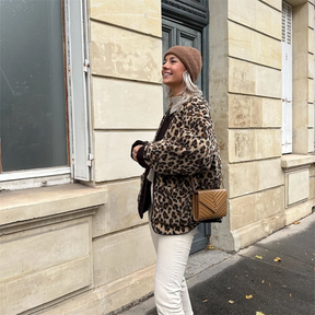 Veste en Laine Imprimé Léopard - Style Tendance et Confort Optimal