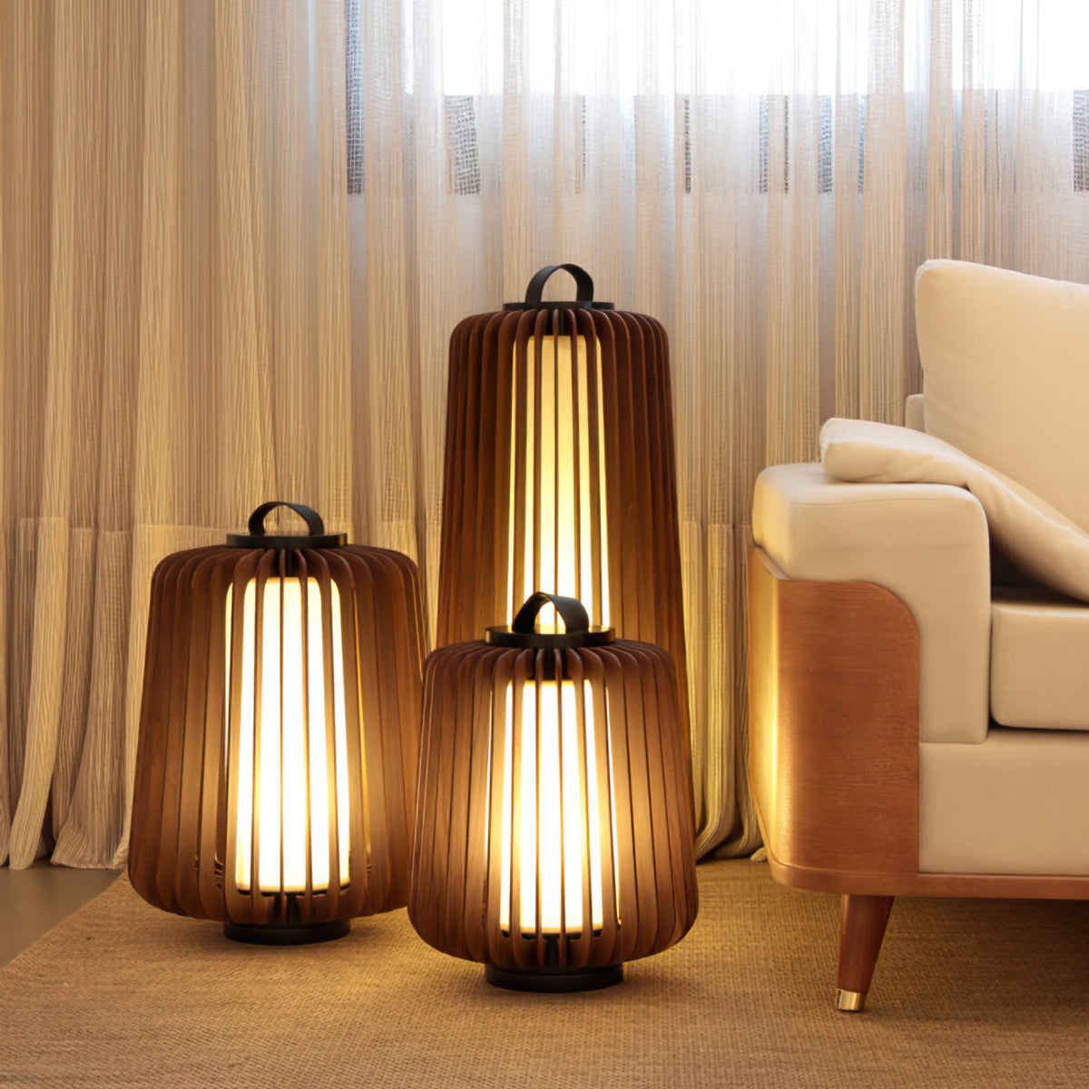 Lampe d'Éclairage Extérieur en Bois - Design Résistant aux Intempéries et Rechargeable