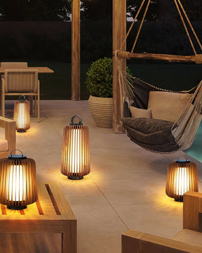 Lampe d'Éclairage Extérieur en Bois - Design Résistant aux Intempéries et Rechargeable