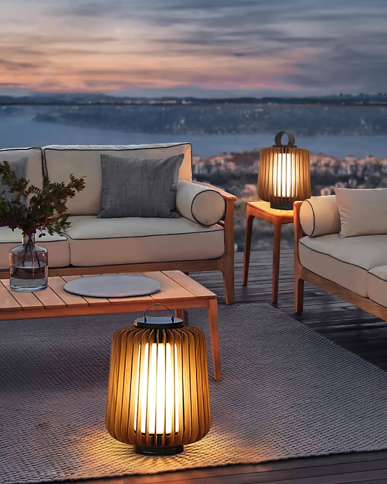 Lampe d'Éclairage Extérieur en Bois - Design Résistant aux Intempéries et Rechargeable