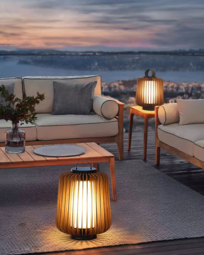 Lampe d'Éclairage Extérieur en Bois - Design Résistant aux Intempéries et Rechargeable