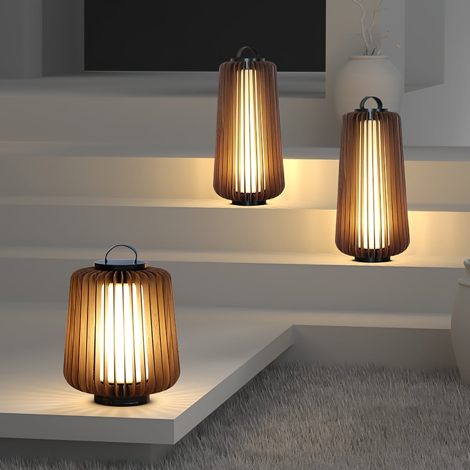 Lampe d'Éclairage Extérieur en Bois - Design Résistant aux Intempéries et Rechargeable