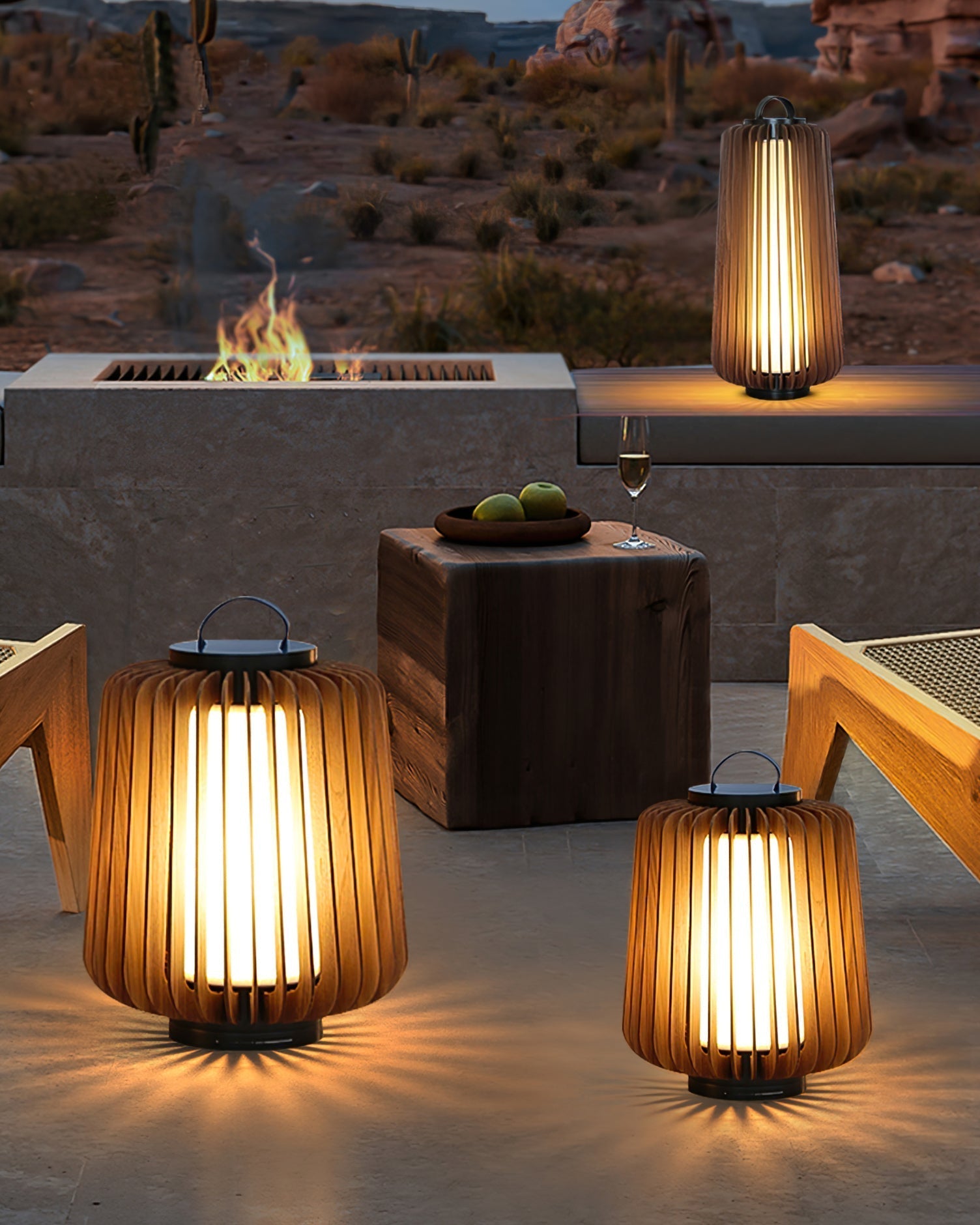 Lampe d'Éclairage Extérieur en Bois - Design Résistant aux Intempéries et Rechargeable