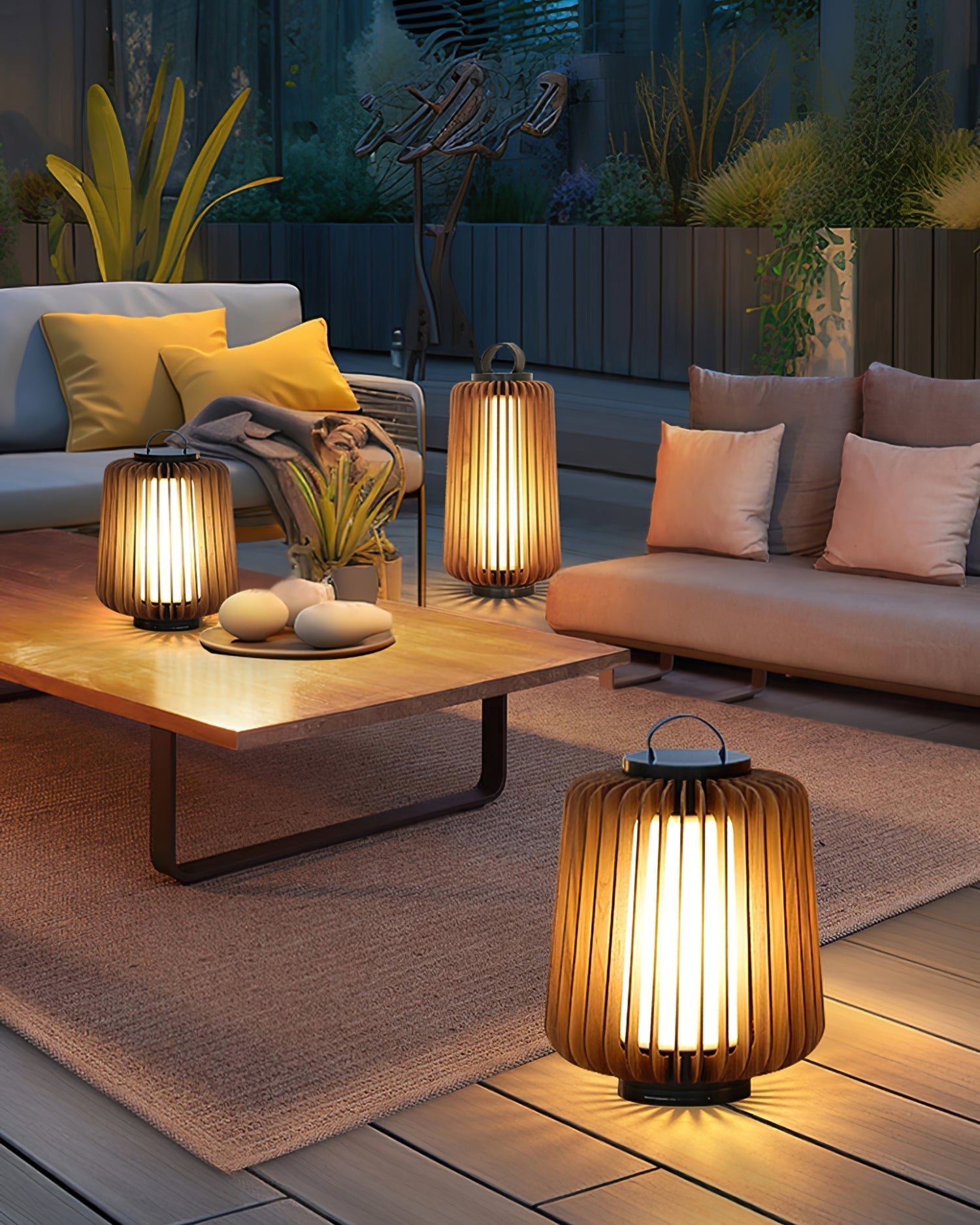 Lampe d'Éclairage Extérieur en Bois - Design Résistant aux Intempéries et Rechargeable