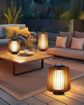 Lampe d'Éclairage Extérieur en Bois - Design Résistant aux Intempéries et Rechargeable
