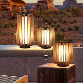 Lampe d'Éclairage Extérieur en Bois - Design Résistant aux Intempéries et Rechargeable