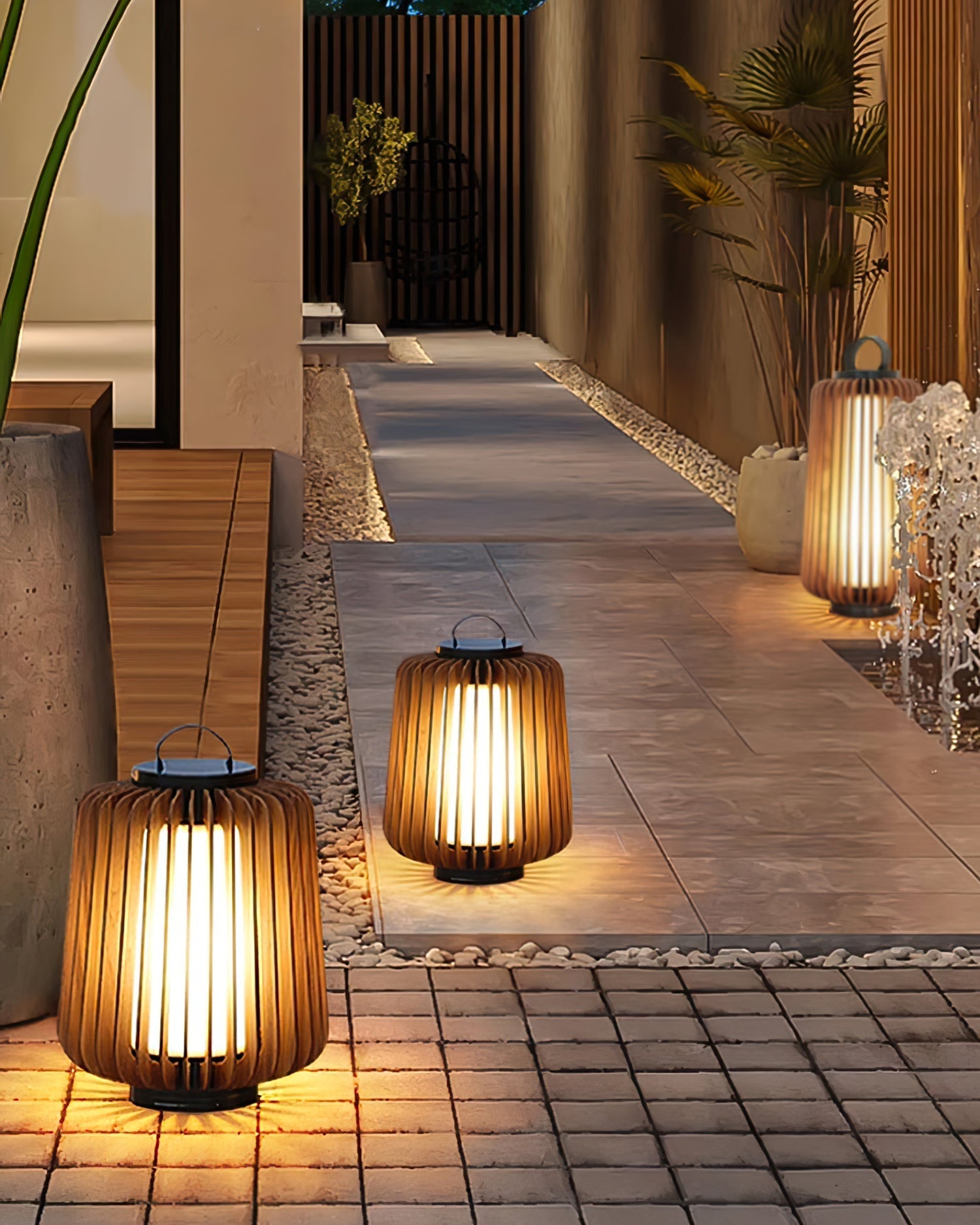 Lampe d'Éclairage Extérieur en Bois - Design Résistant aux Intempéries et Rechargeable