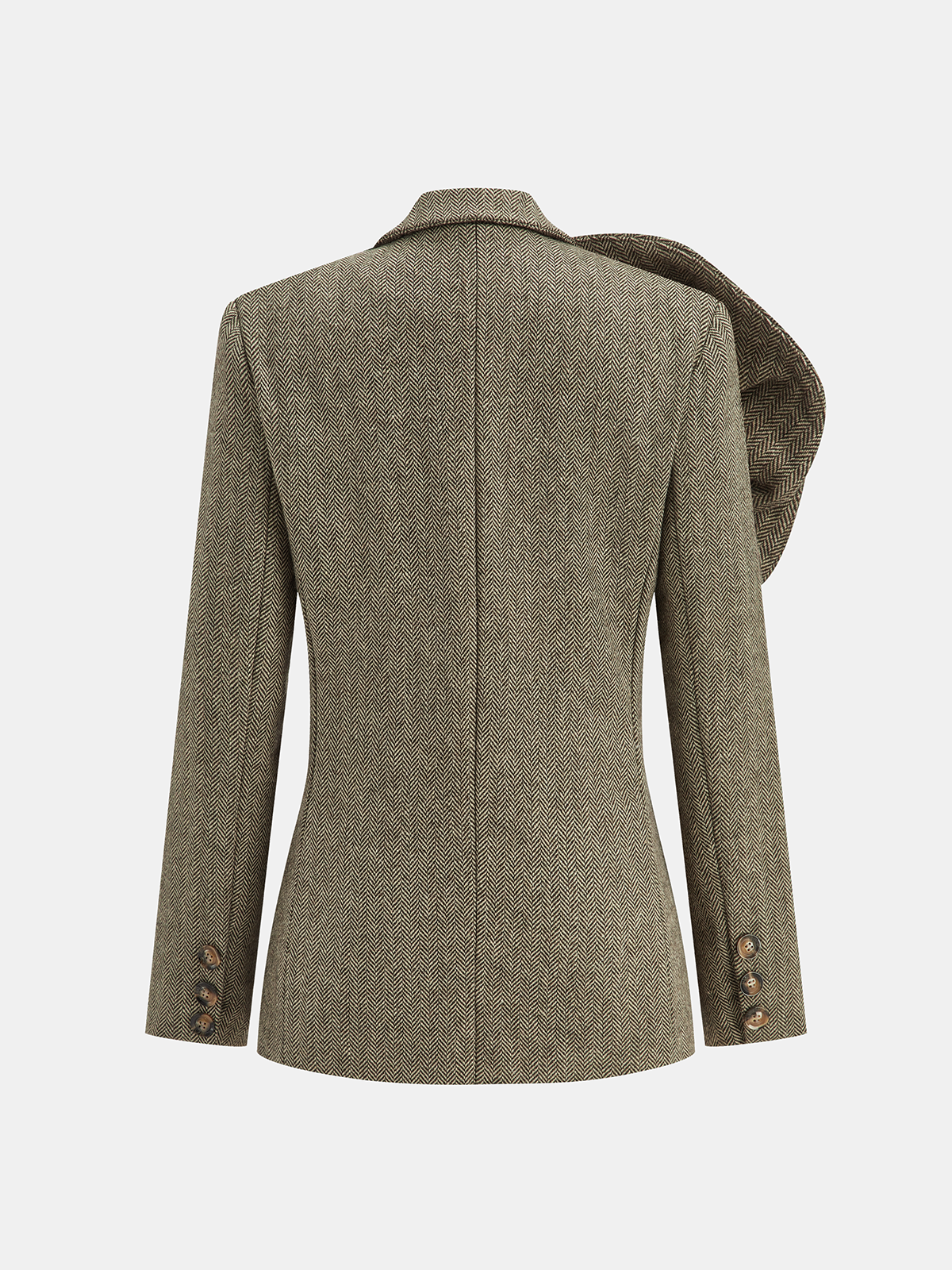 Blazer en Tweed à Bouton Unique - Fleurs 3D Artistiques et Élégantes