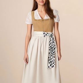 Dirndl Léopard Kaki pour Oktoberfest - Style Traditionnel avec Tablier Élégant