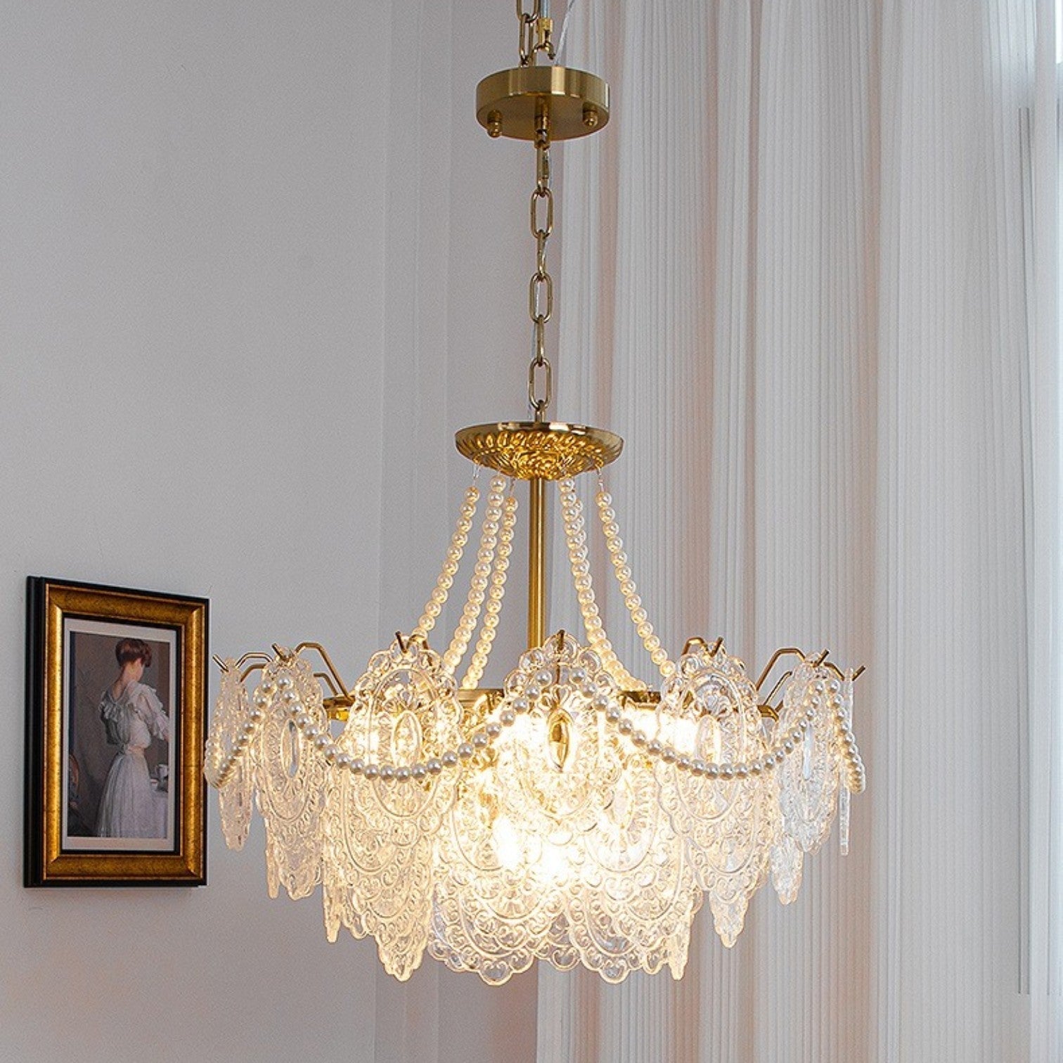 Lustre en Cristal Français - Élégance et Lumière Chaleureuse