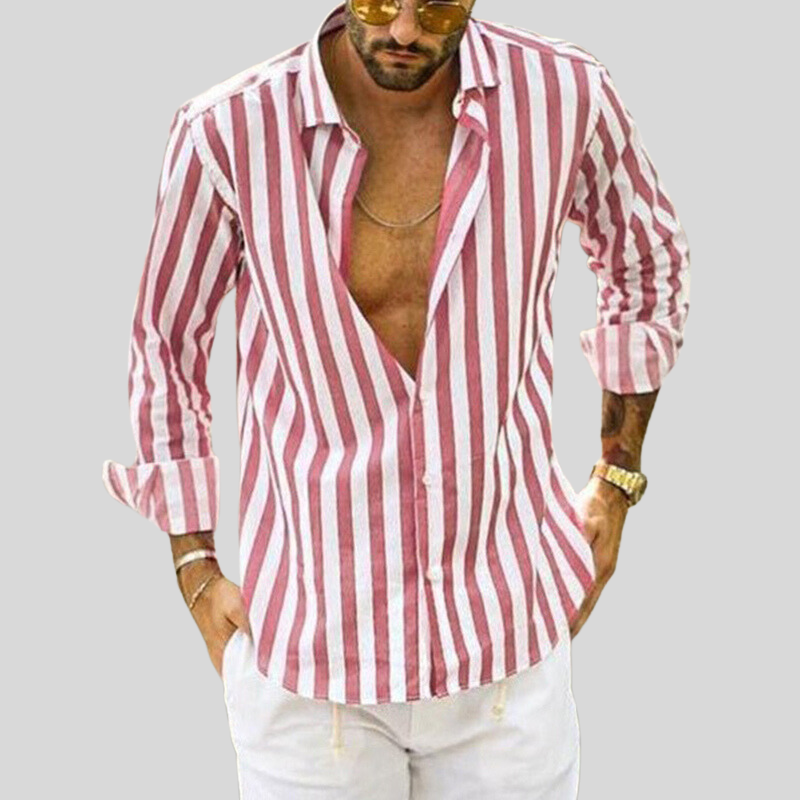 Chemise Slim Rayée pour Homme - Style Élégant et Confort Optimal