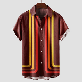 Chemise Rétro Chic à Rayures - Confort et Style pour Été