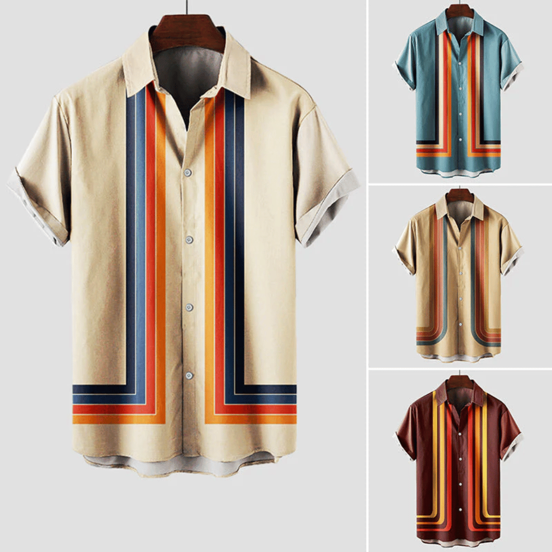 Chemise Rétro Chic à Rayures - Confort et Style pour Été