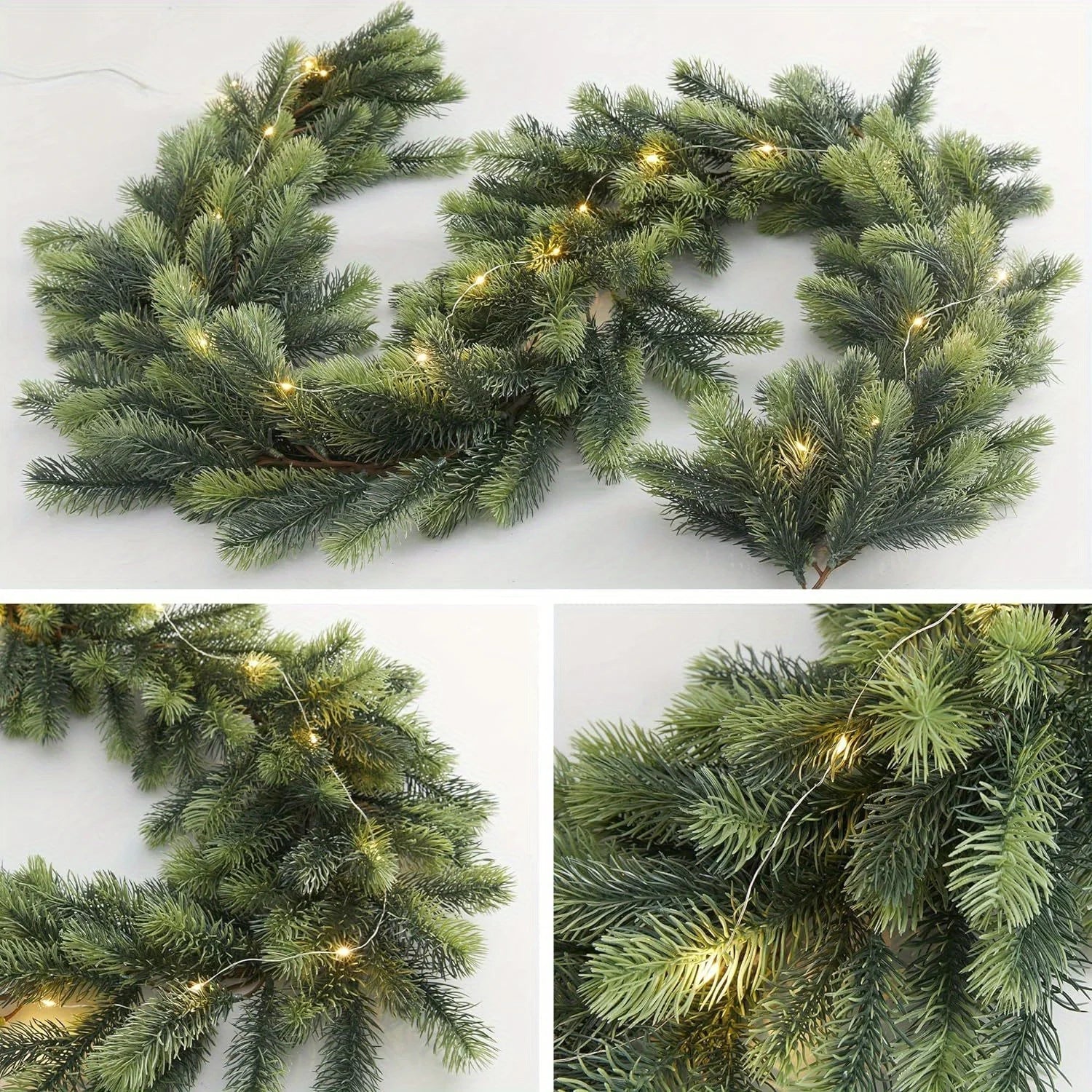 Guirlande de Noël avec Éclairage LED - Décoration Festive en Pin Artificiel