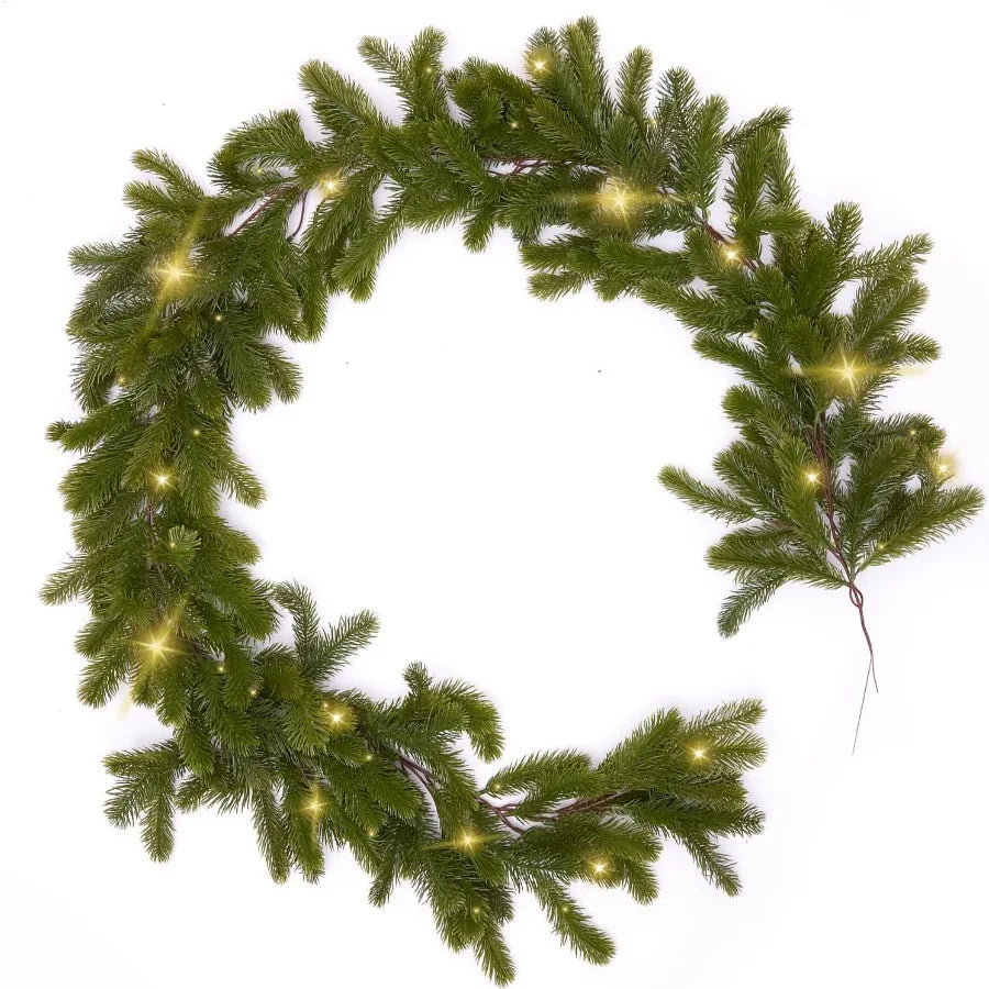 Guirlande de Noël avec Éclairage LED - Décoration Festive en Pin Artificiel