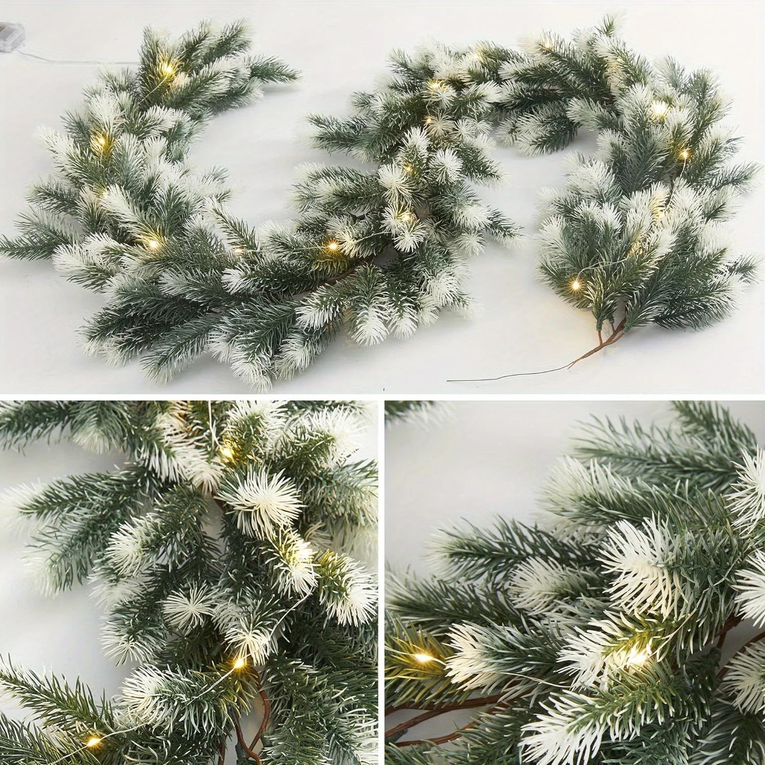 Guirlande de Noël avec Éclairage LED - Décoration Festive en Pin Artificiel