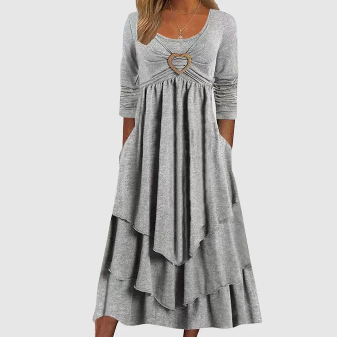 Robe Longue Femme Élégante - Silhouette en A avec Poches Pratiques