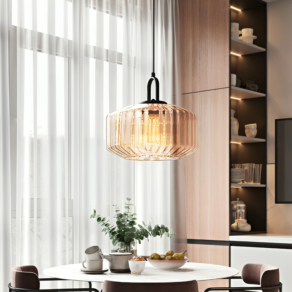 Lampe Pendante en Verre Coloré - Design Bauhaus et Ambiance Chaleureuse
