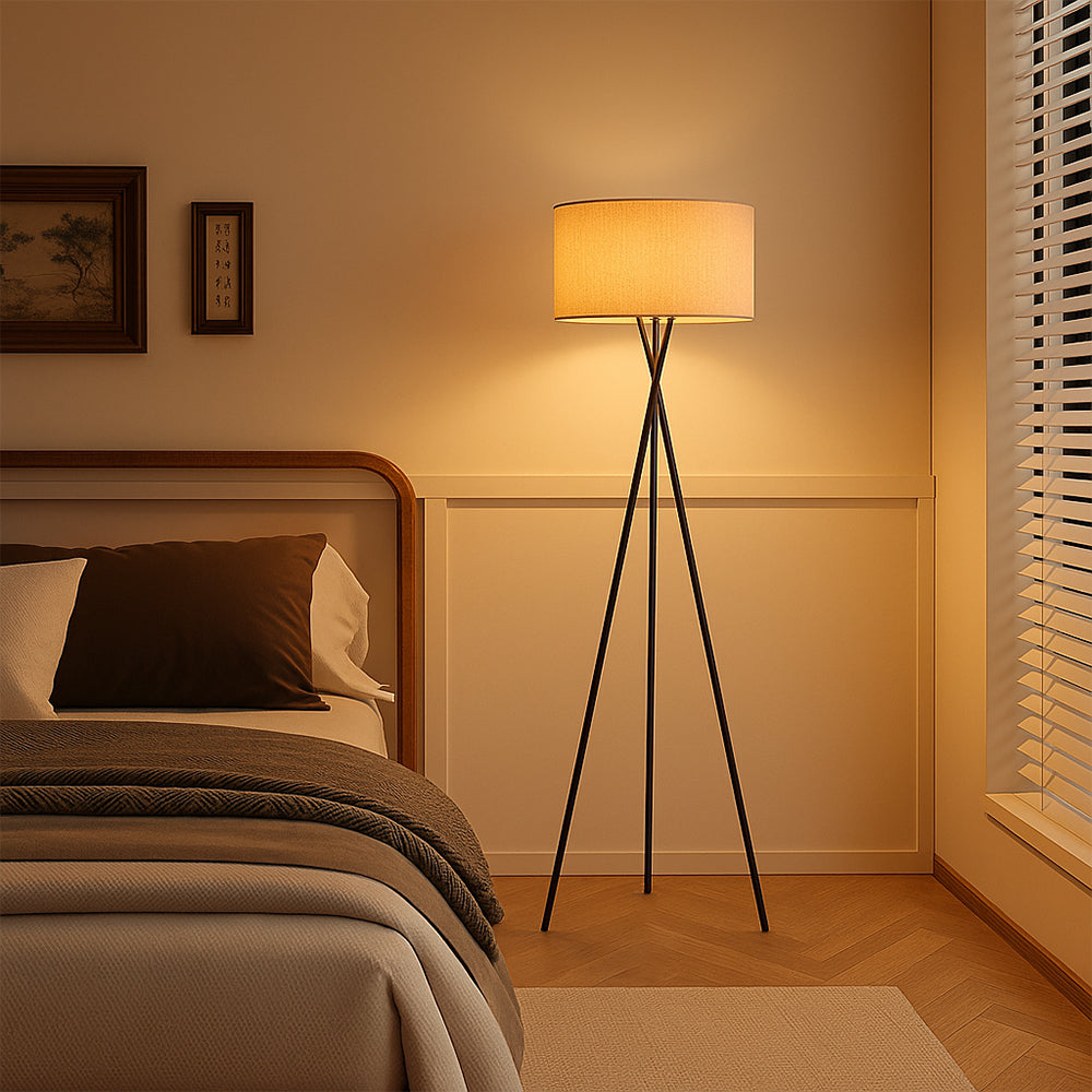 Lampe de Sol en Soie - Élégance Contemporaine et Atmosphère Chaleureuse