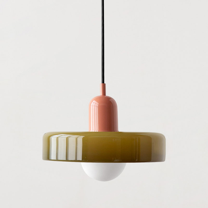 Lampe Pendante Bauhaus en Verre Coloré - Élégance Géométrique et Ambiance Chaleureuse