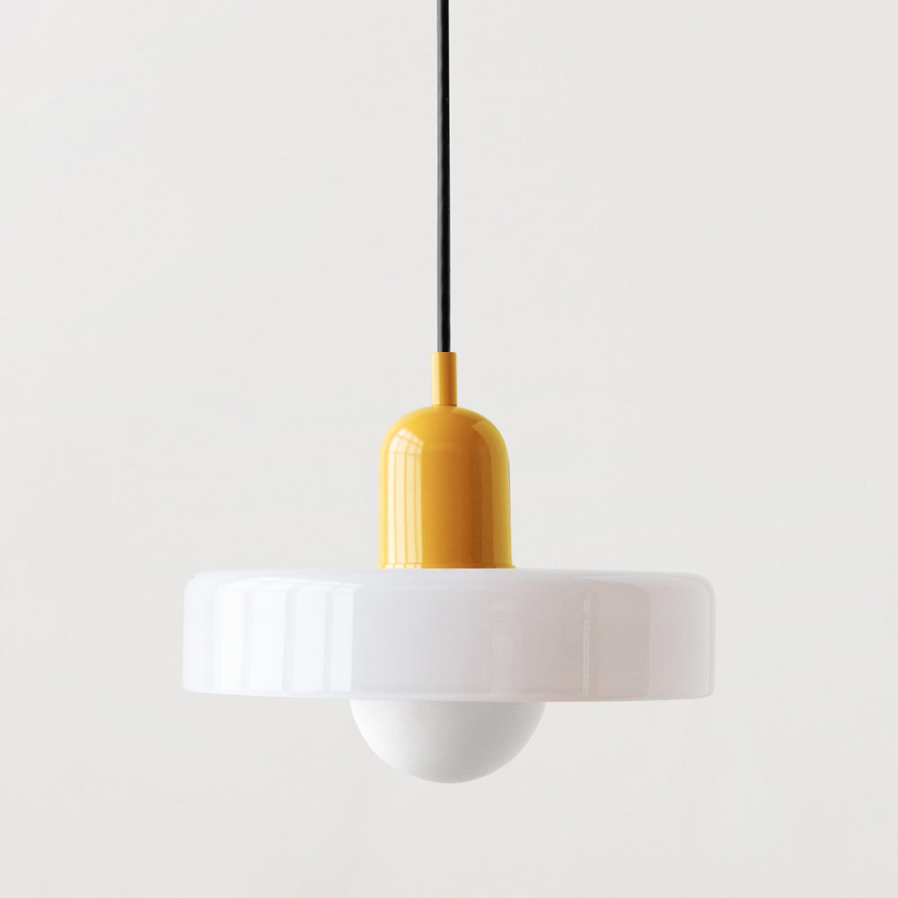 Lampe Pendante Bauhaus en Verre Coloré - Élégance Géométrique et Ambiance Chaleureuse
