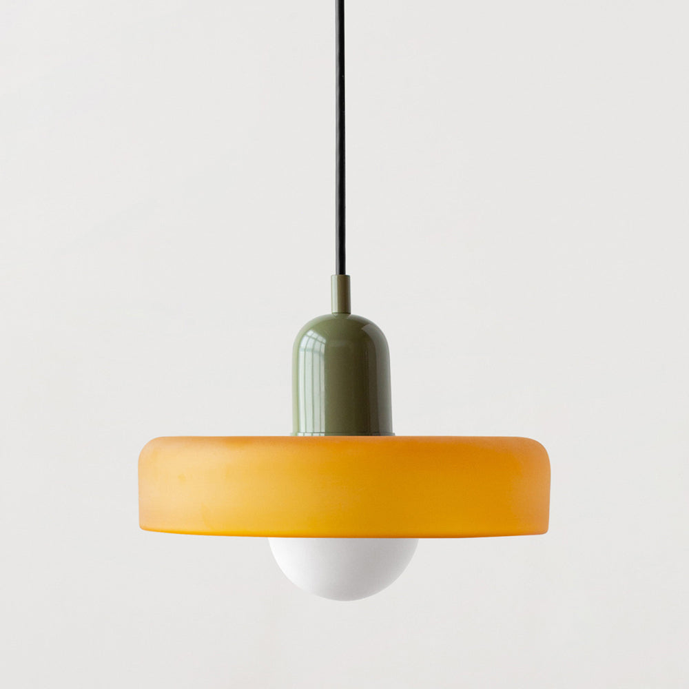 Lampe Pendante Bauhaus en Verre Coloré - Élégance Géométrique et Ambiance Chaleureuse