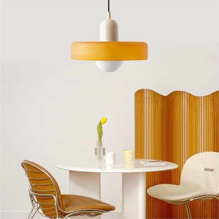 Lampe Pendante Bauhaus en Verre Coloré - Élégance Géométrique et Ambiance Chaleureuse