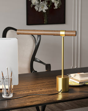 Lampe de Bureau Élégante et Réglable - Design Chic en Bois et Métal