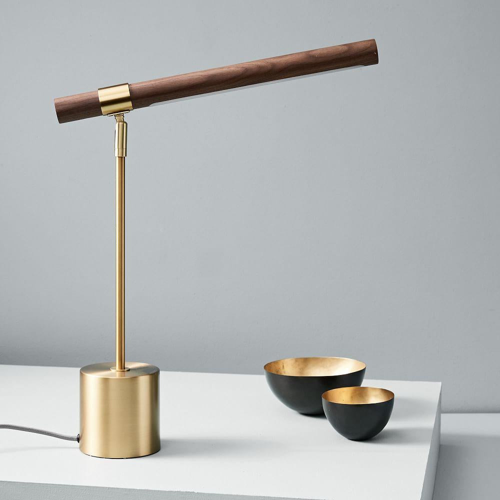 Lampe de Bureau Élégante et Réglable - Design Chic en Bois et Métal