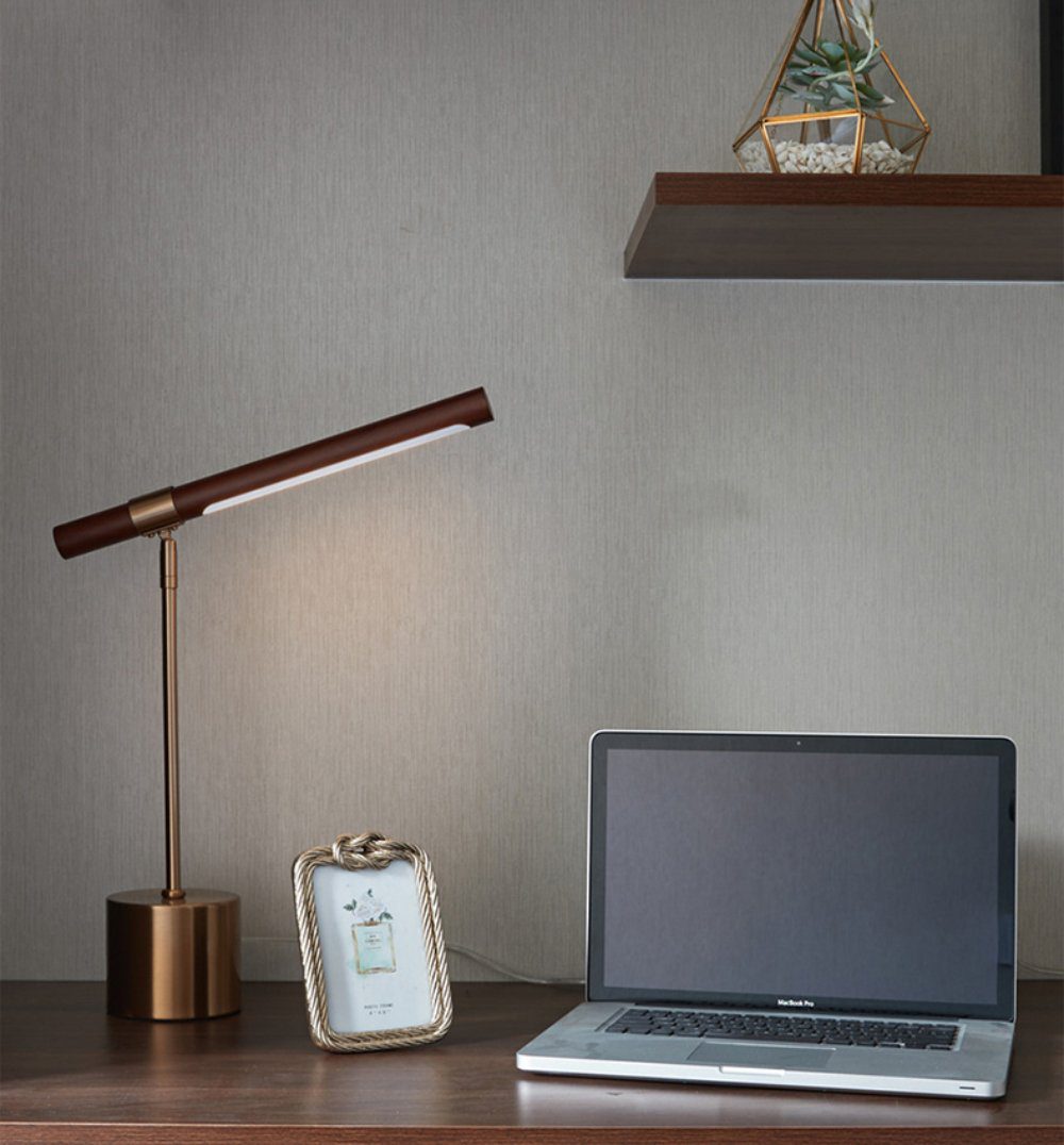 Lampe de Bureau Élégante et Réglable - Design Chic en Bois et Métal