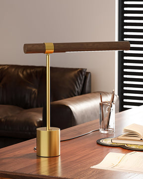 Lampe de Bureau Élégante et Réglable - Design Chic en Bois et Métal