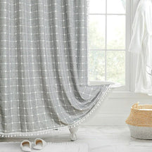 Rideau de Douche en Lin Bohème | Élégant et Imperméable avec Franges