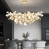 Lustre Ginkgo Contemporain en Verre - Éclairage LED Élégant et Réglable
